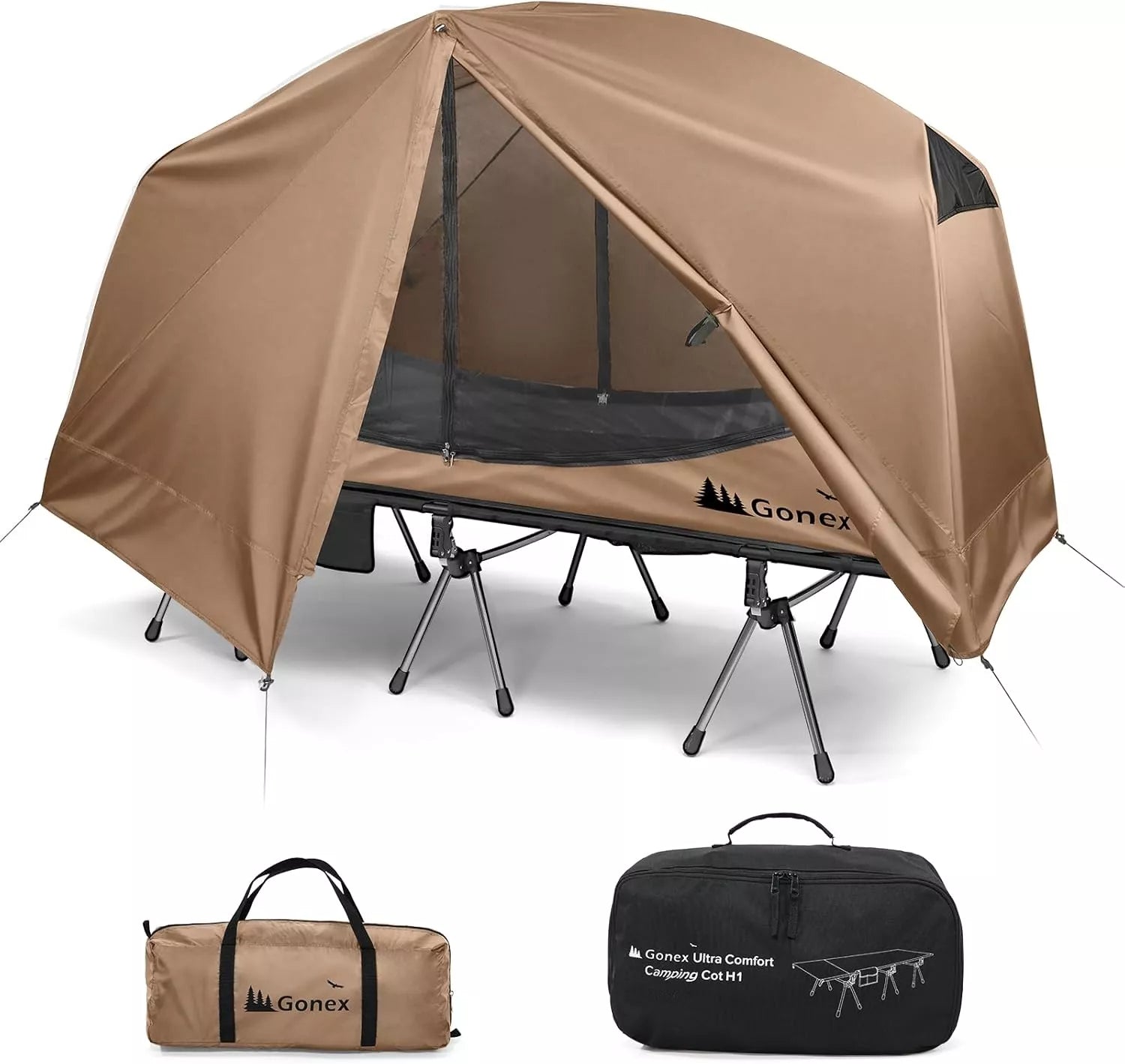Gonex 1-Person Off-Ground Folding Camping Cot Combo