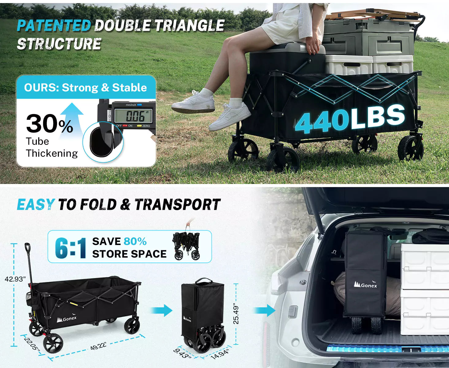 Easy to fold and transport collapsible shopping wagon