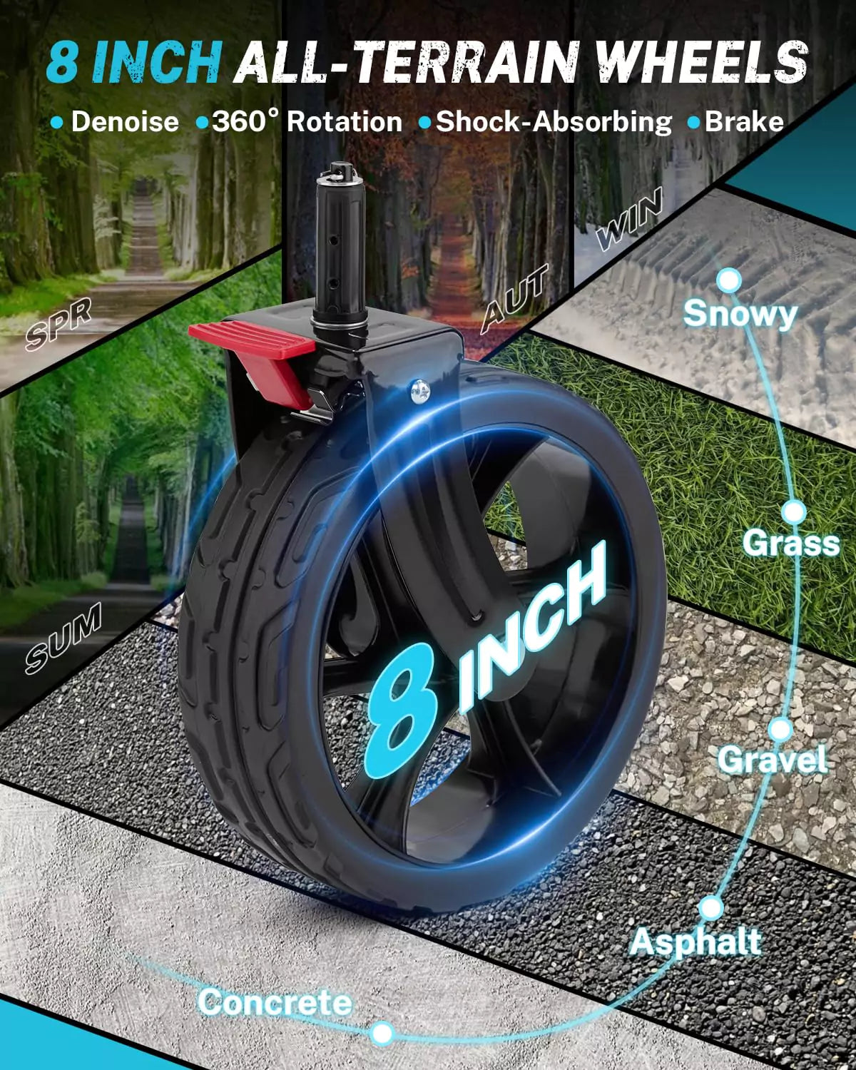 8 inch all terrain wheels collapsible utility wagon