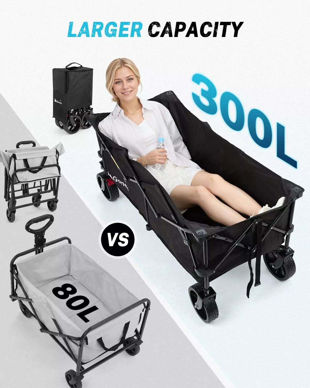 Large capacity collapsible wagon cart