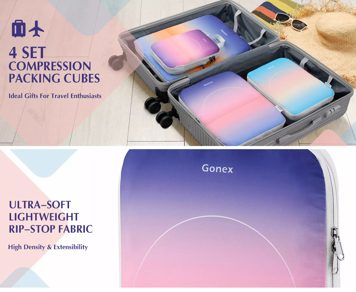 4 set compression packing cubes