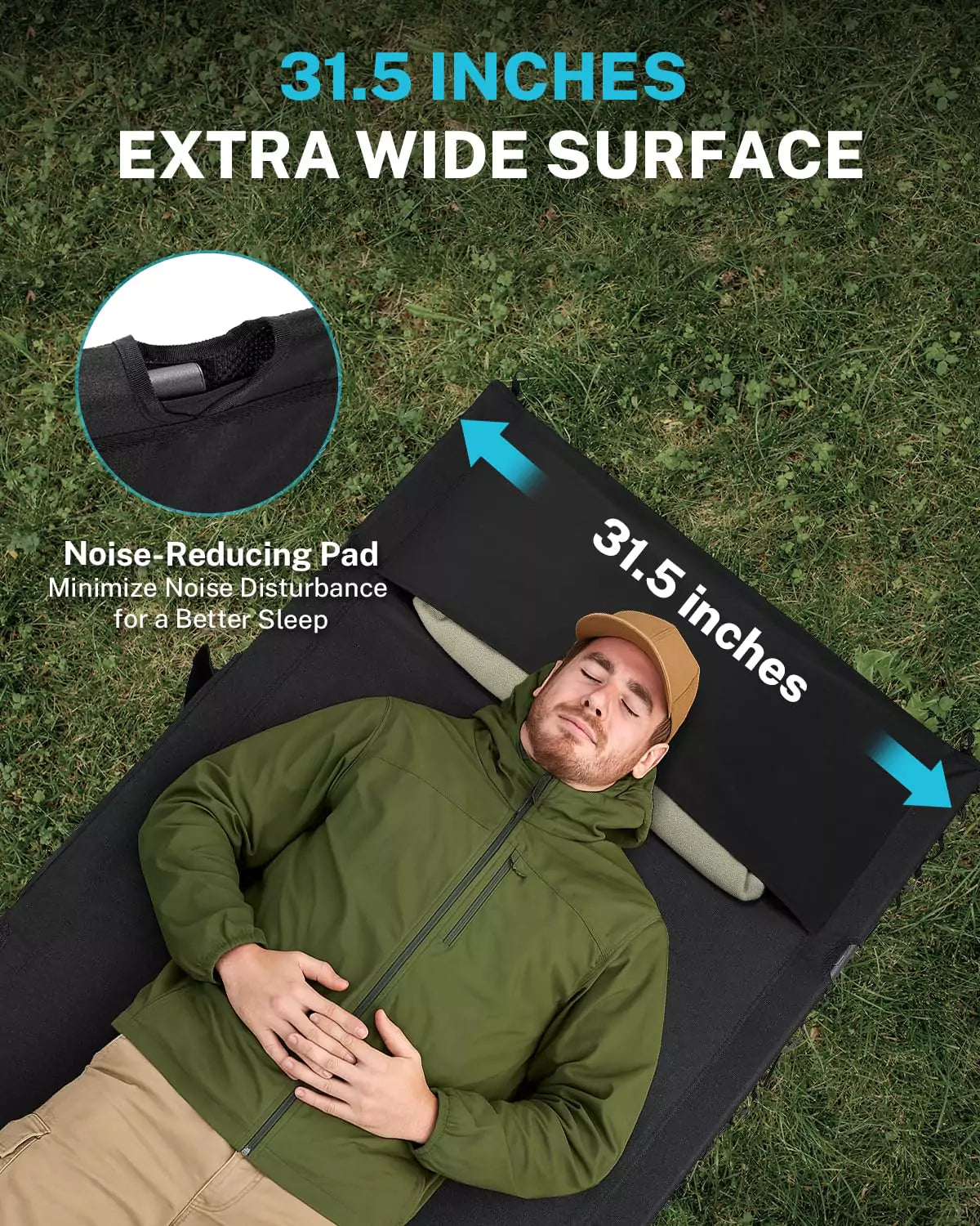 31.5 inches extra wide surface foldable cot