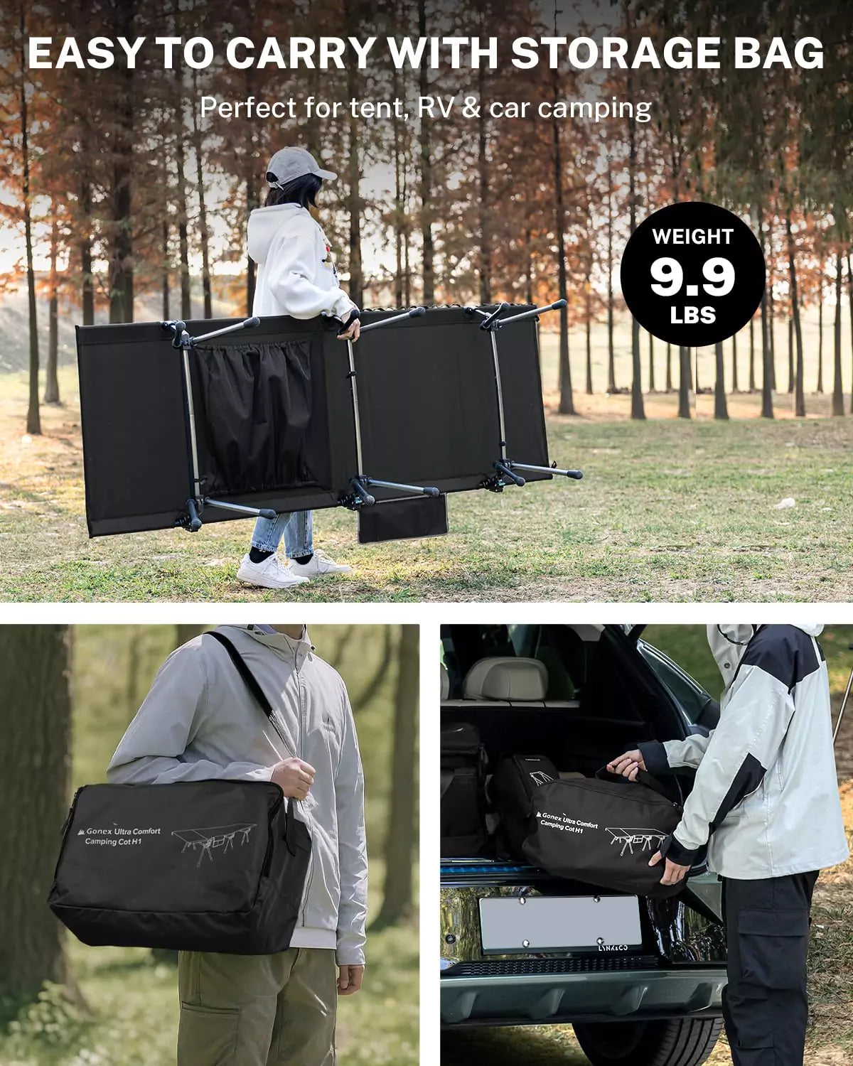 Easy to carry with storage bag foldable camping cot