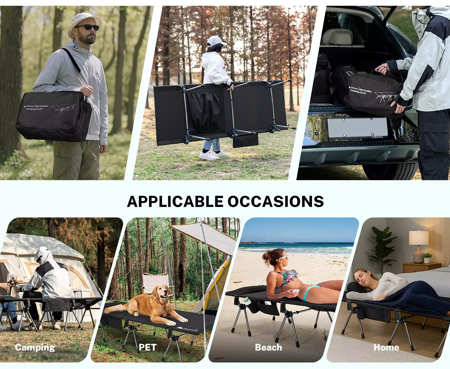 Applications of gonex extra large camping cot