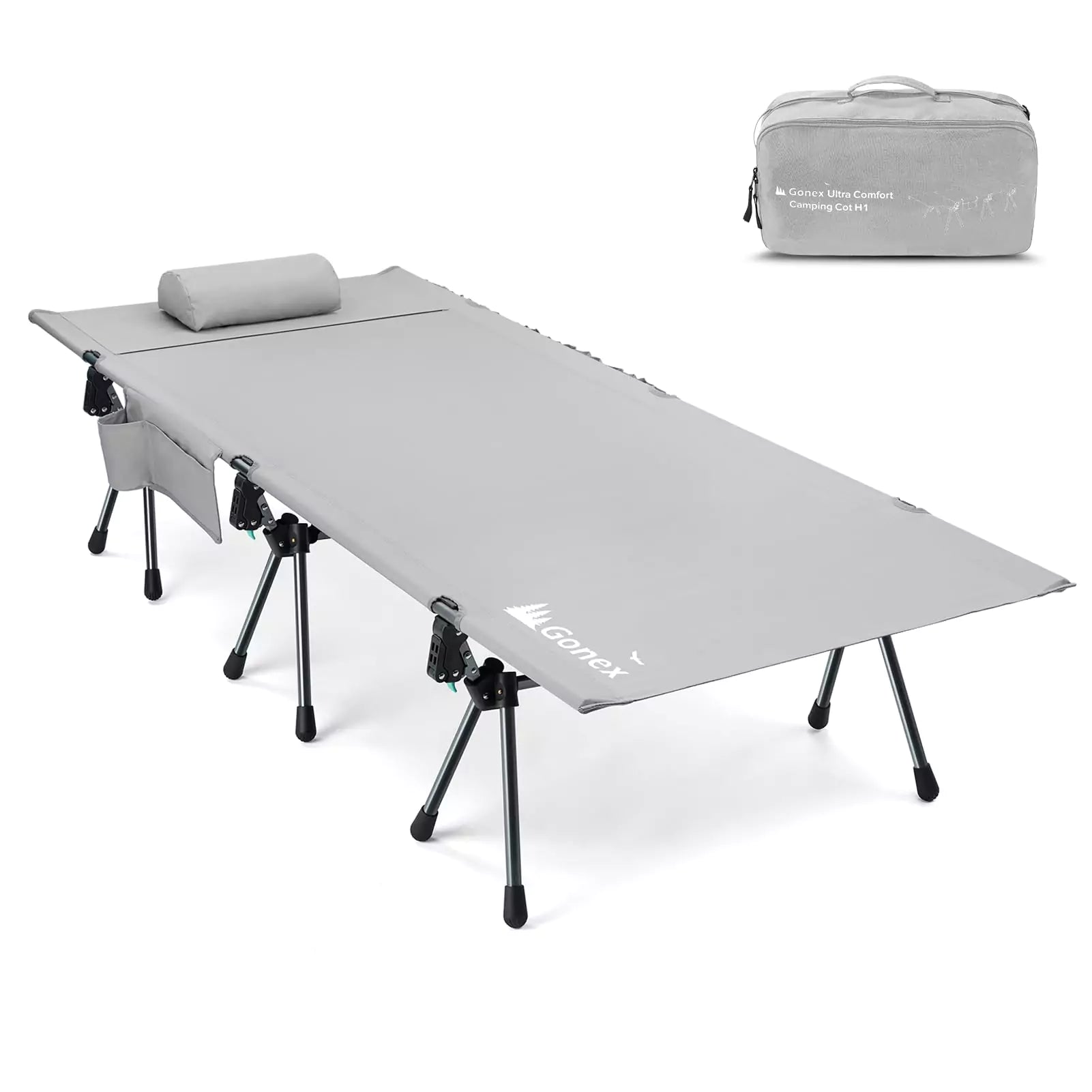 Gonex extra wide camping cot grey