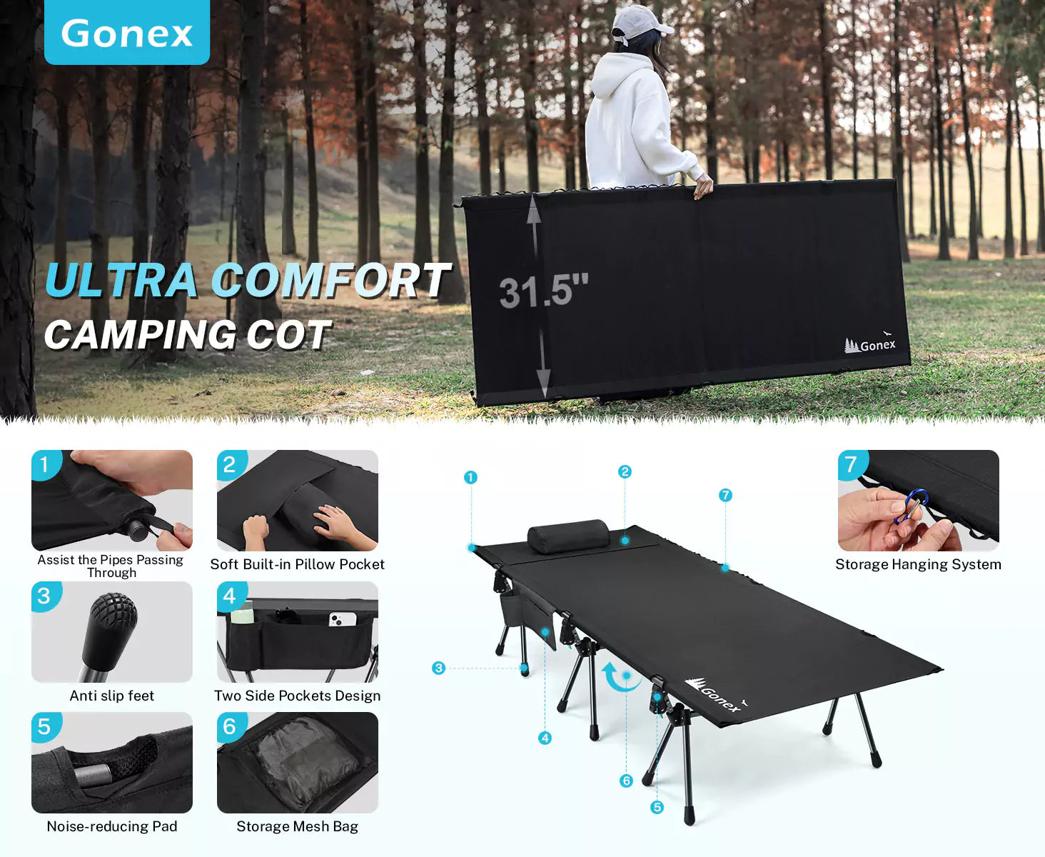 Gonex ultra comfort folding cots for sleeping
