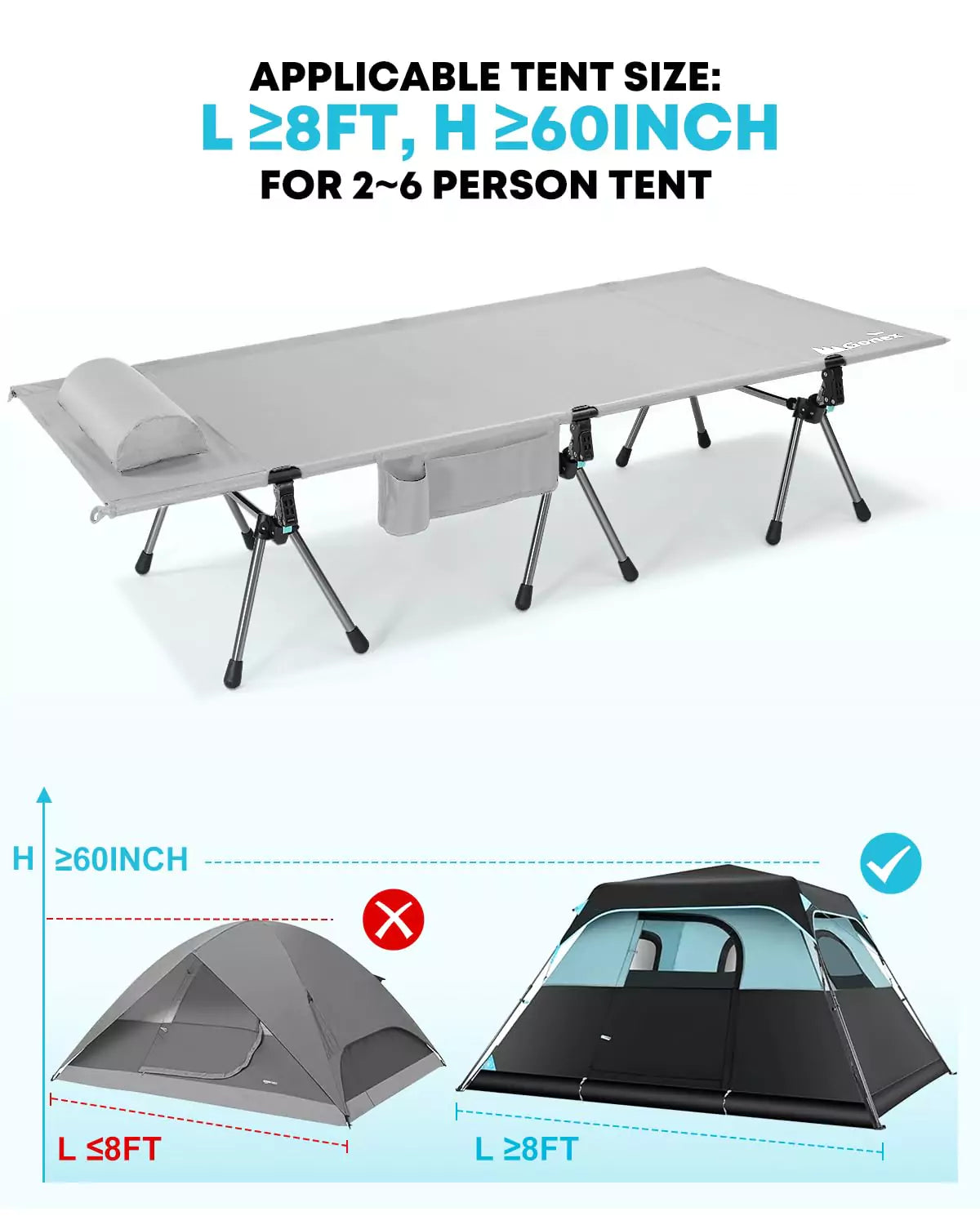 Gonex folding sleeping cot applicable tent size