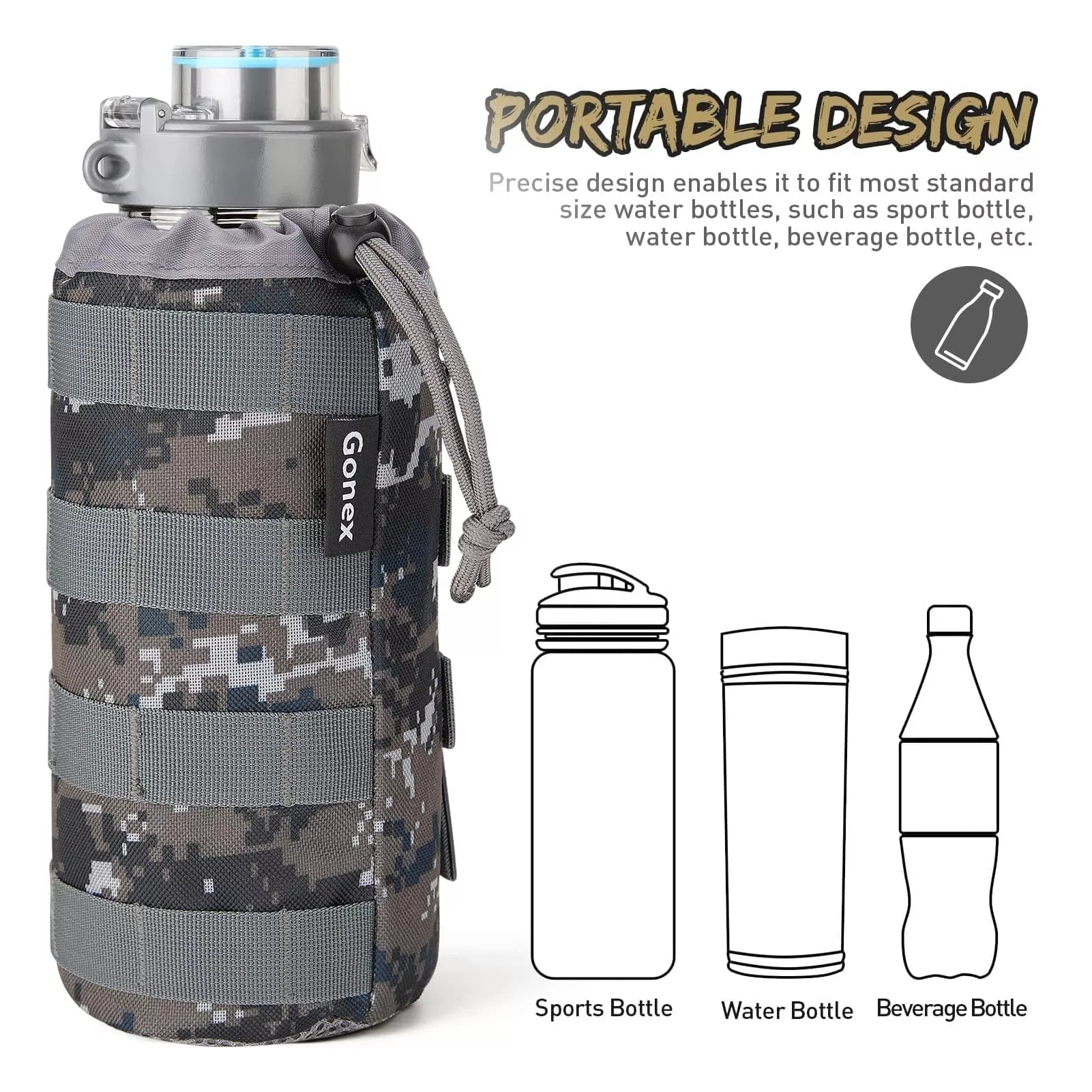 Portable design molle pouch for water bottle camo green