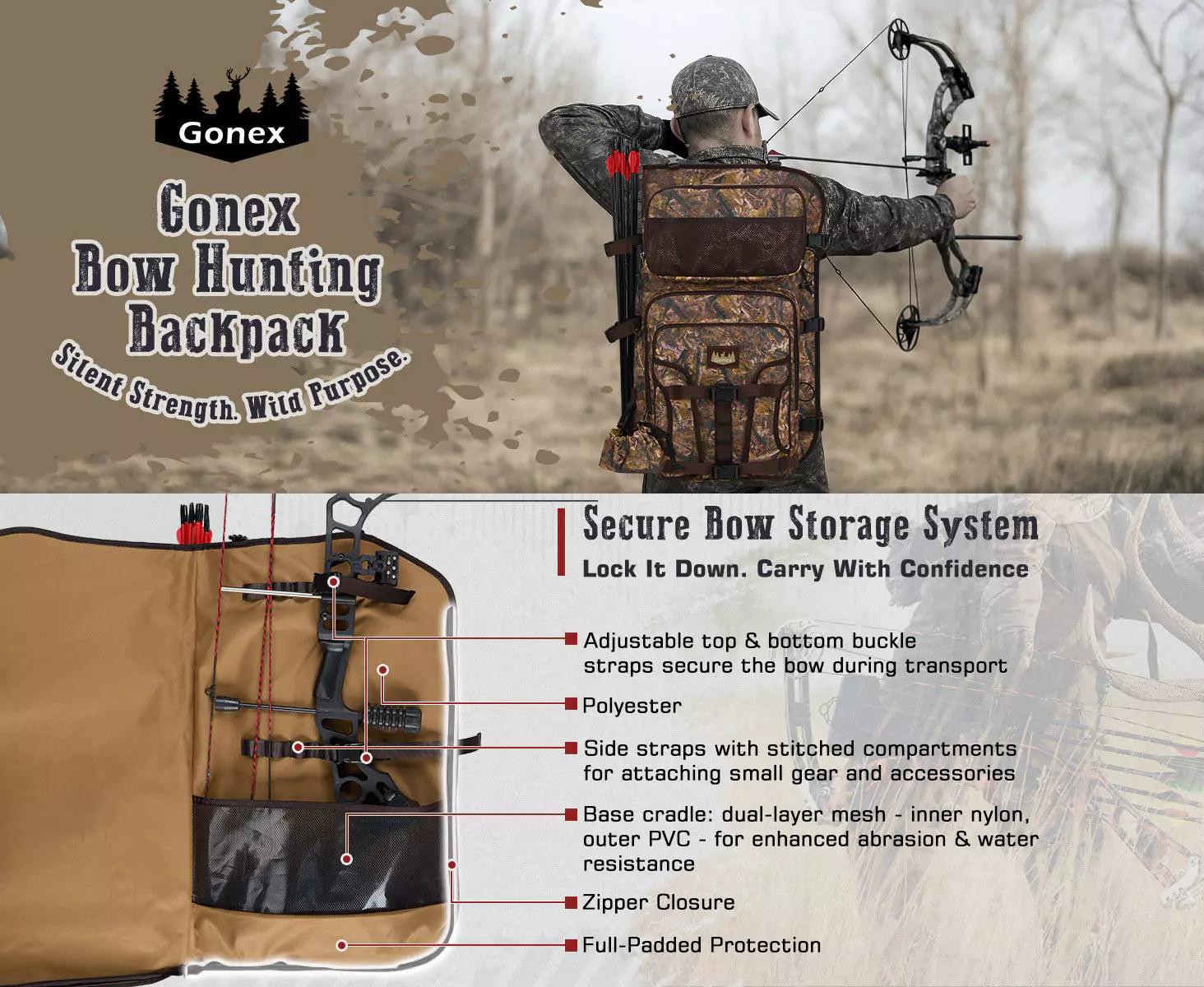 Gonex padded archery backpack