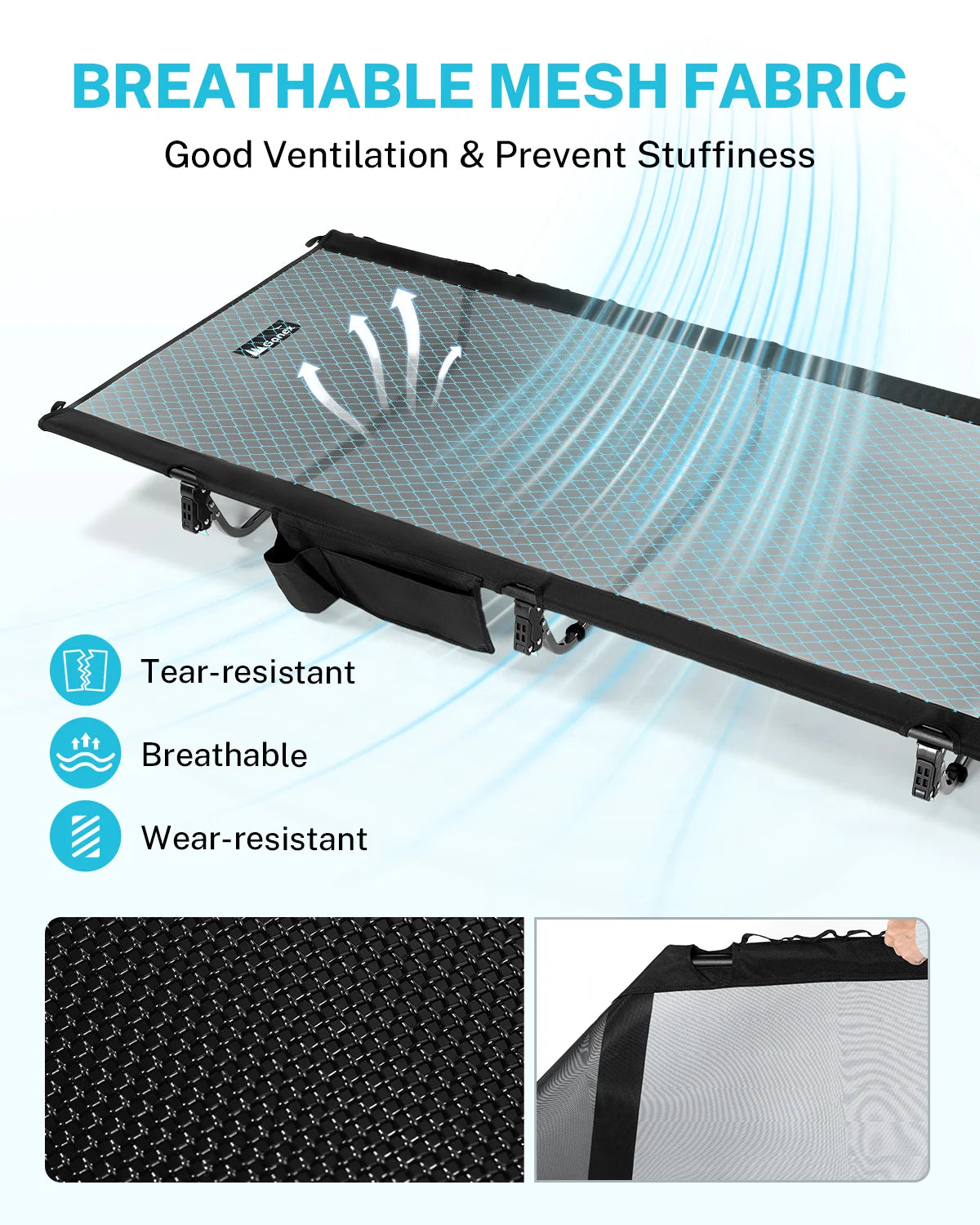 Gonex 31.5" Extra Wide Camping Cot with Breathable Mesh Fabric