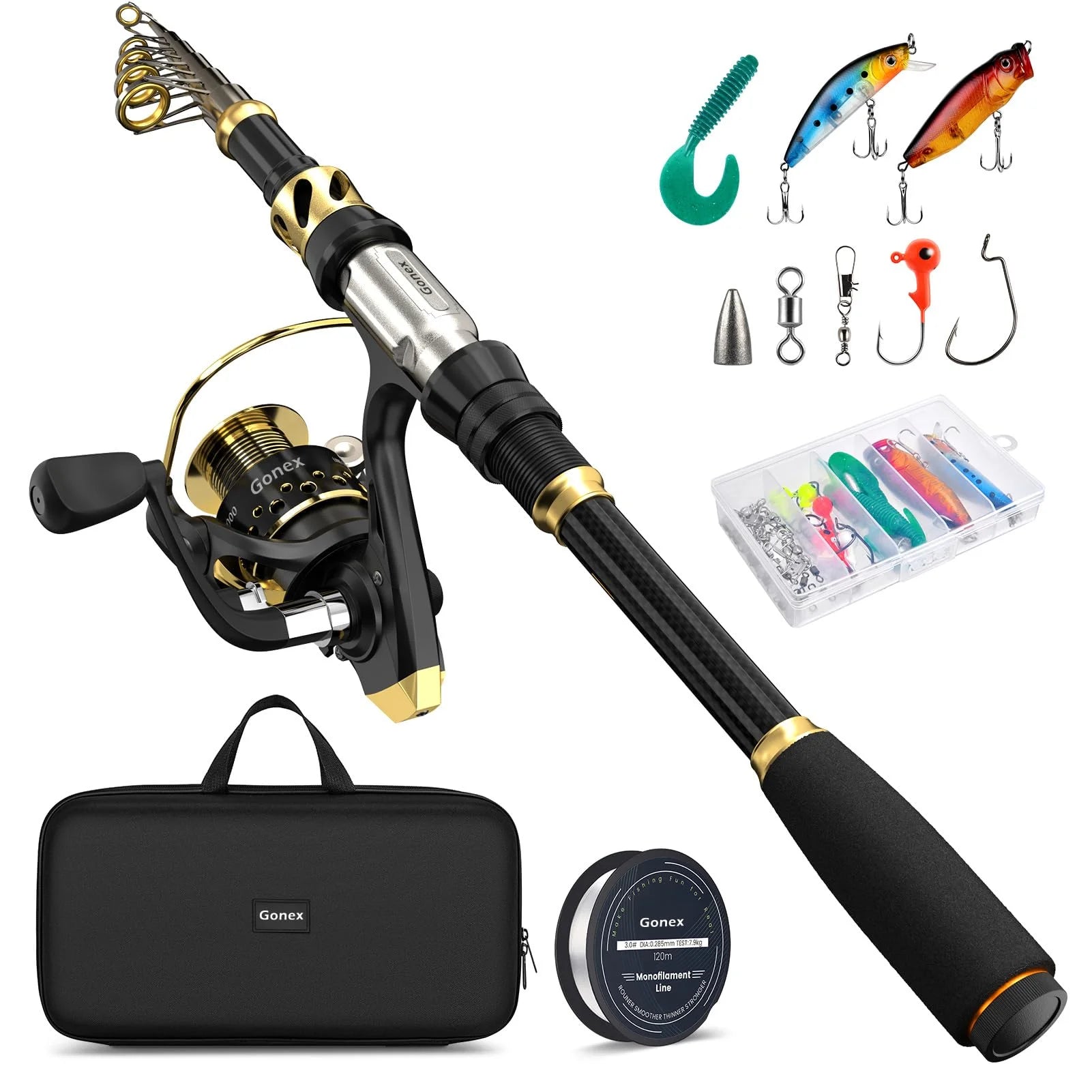 Gonex Telescopic Fishing Rod and Reel Combo Set with Fishing Line