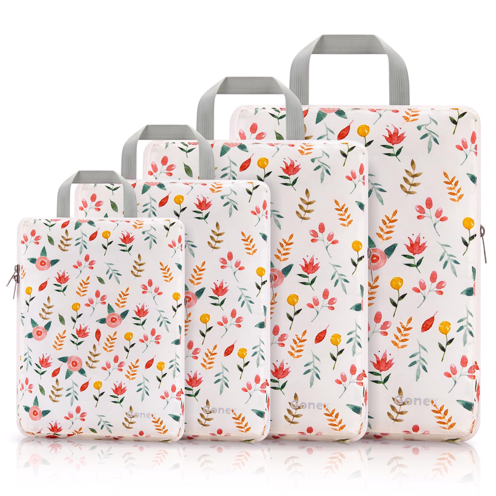 Gonex Floral Kompressions-Packwürfel, 4er-Set