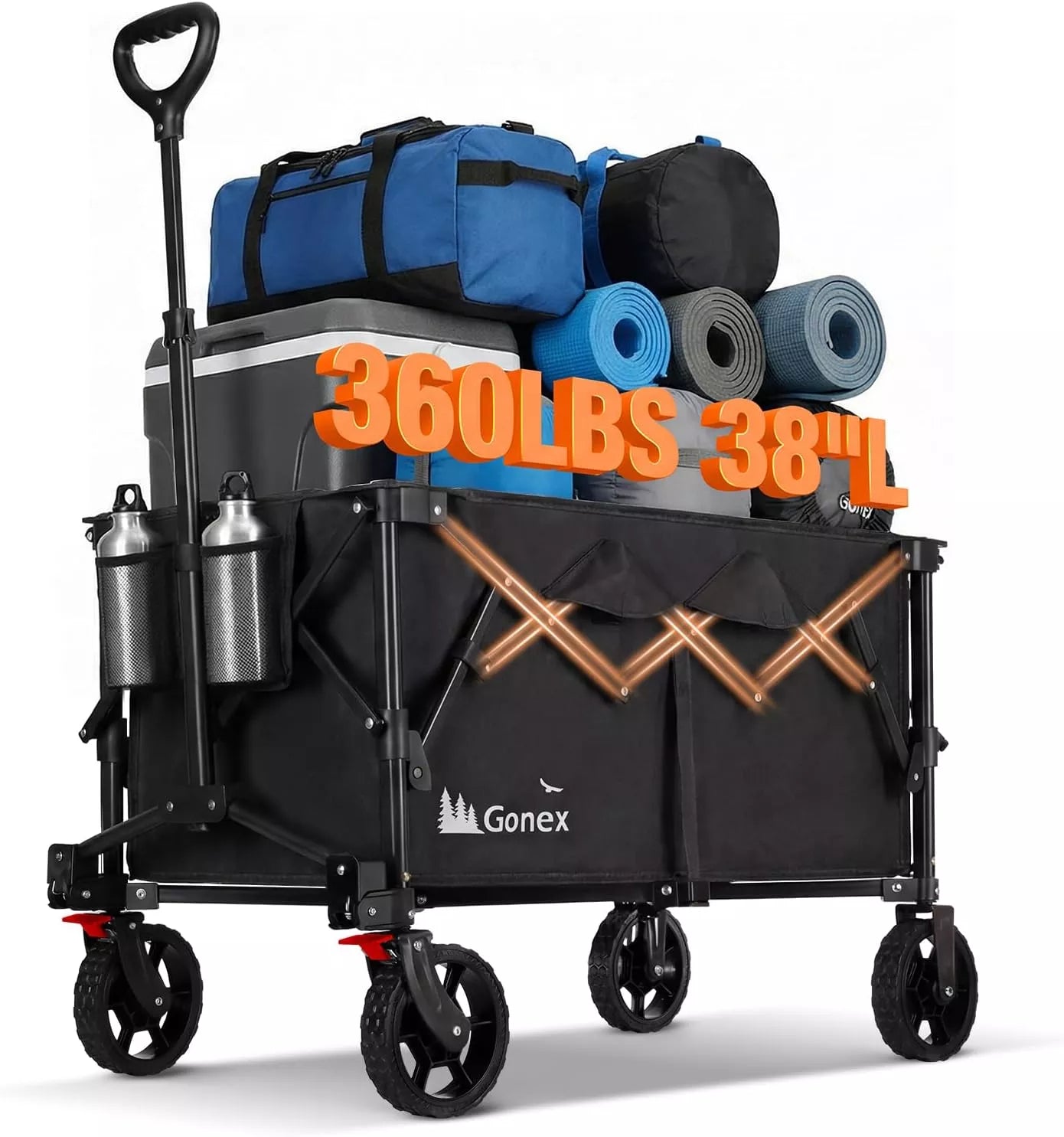 Gonex black folding cart with camping gear