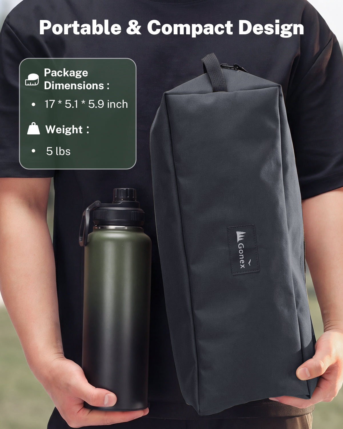 Gonex portable compact aluminum camping table with storage bag and 5 lbs weight