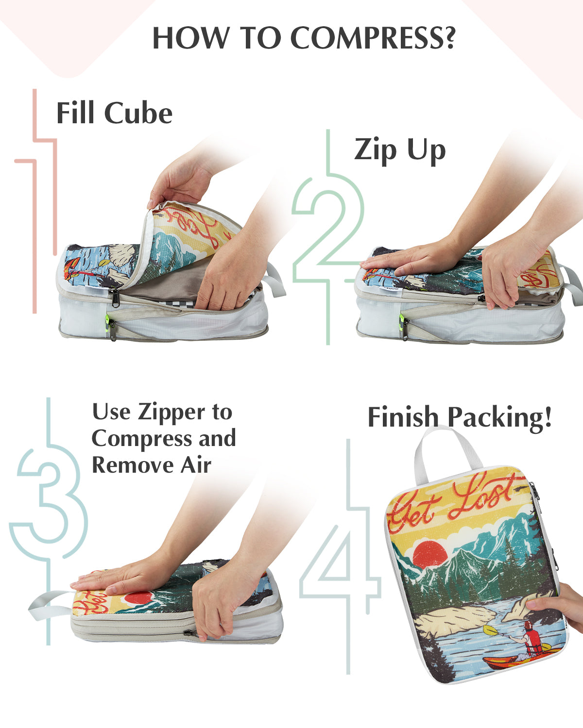 Gonex 6-Piece Retro Mountains Compression Packing Cubes