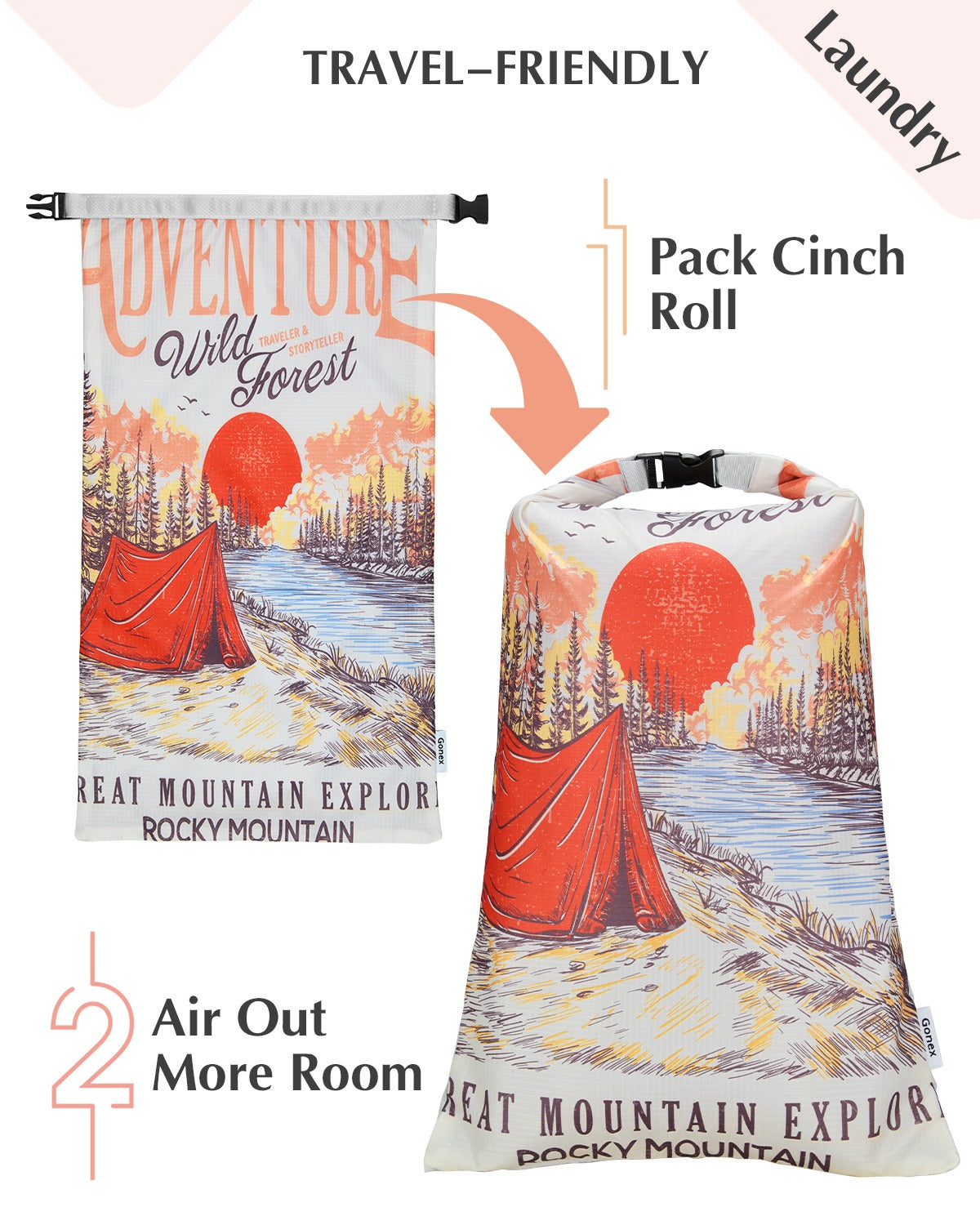 Gonex 6-Piece Retro Mountains Compression Packing Cubes