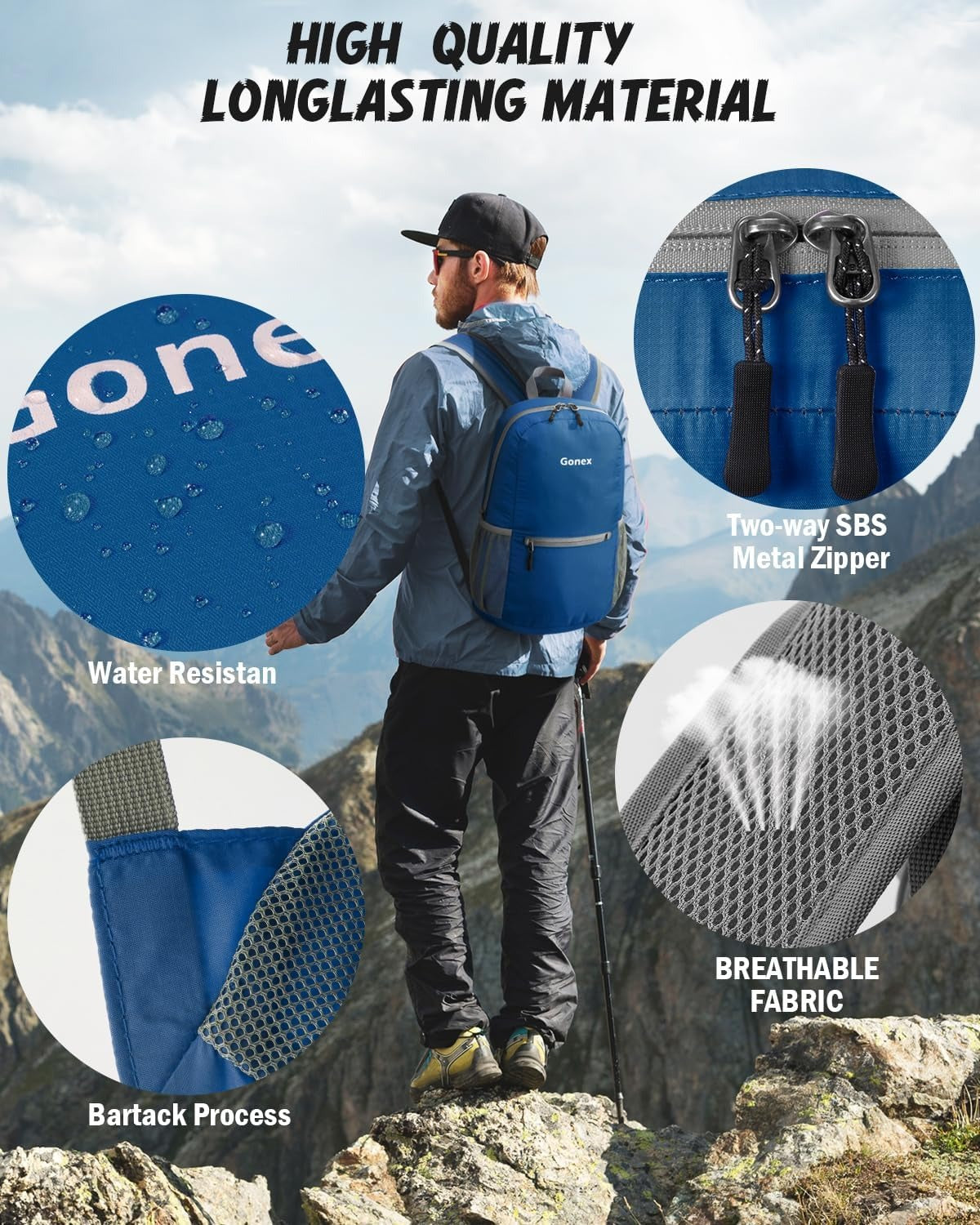 Gonex 20L Leichter, verpackbarer Wanderrucksack Praktischer Tagesrucksack