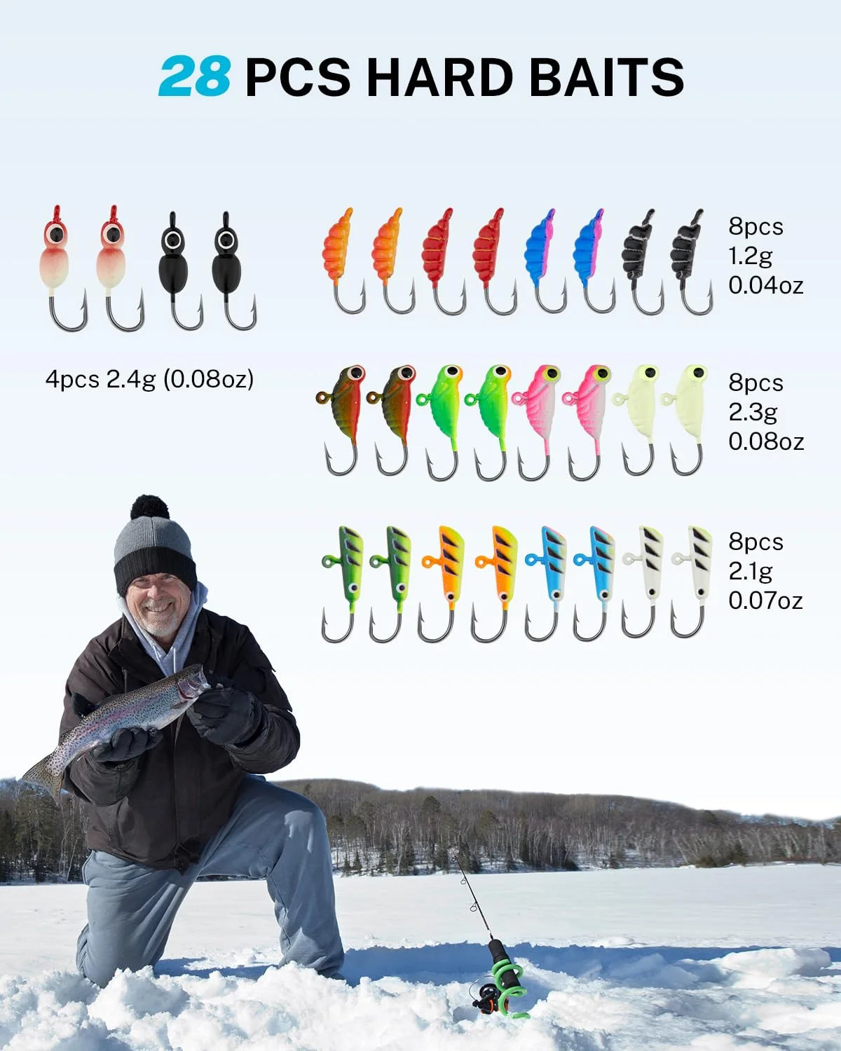 Gonex Ice Fishing Jig Kit 62 Pcs