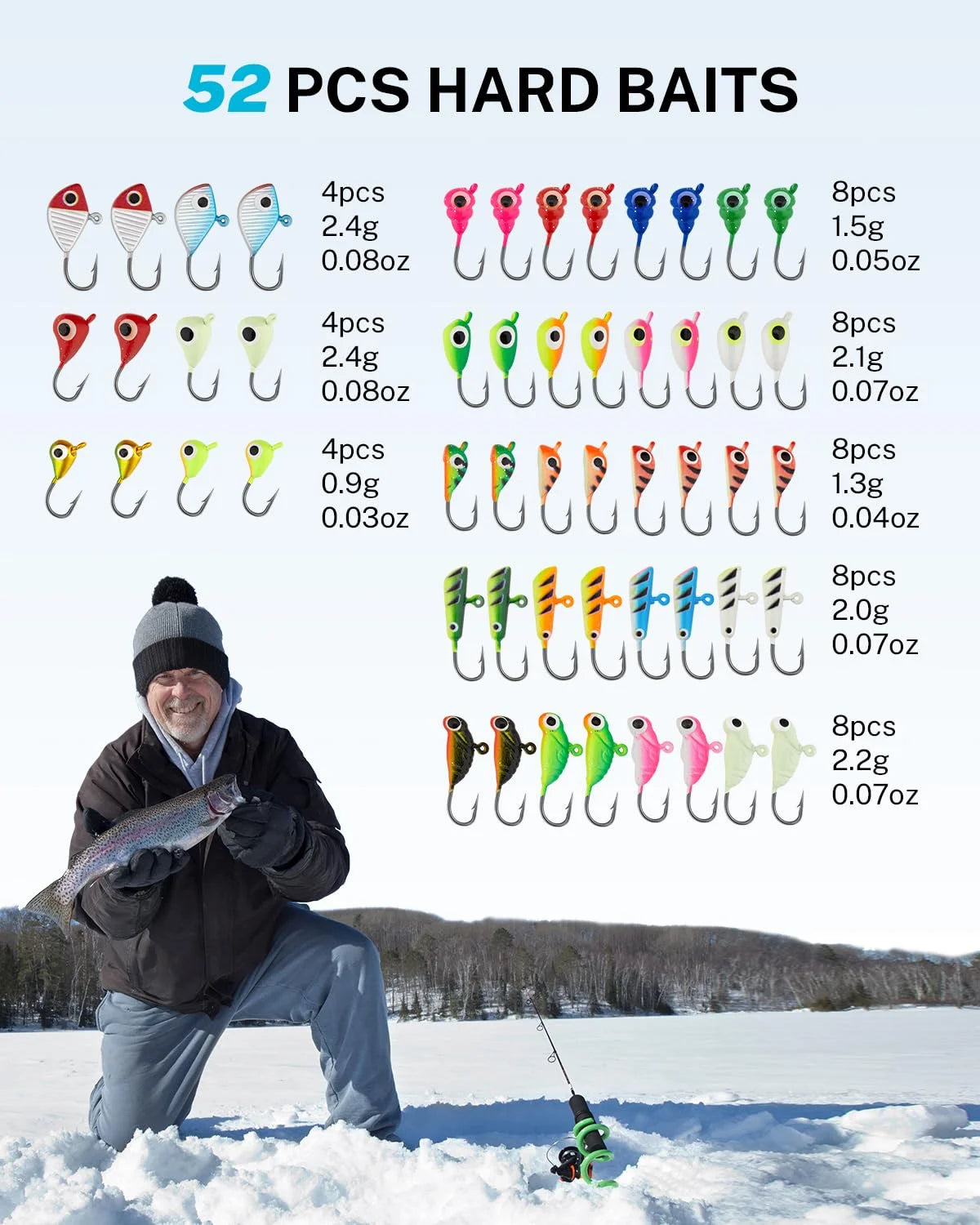 Gonex Ice Fishing Jig Kit 106 Pcs