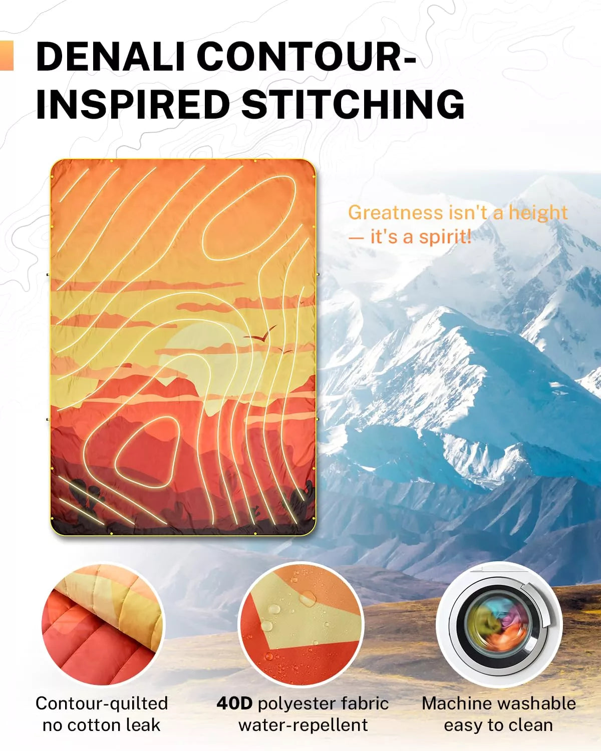 Gonex Desert Puffy Printed Outdoor Camping Blanket, 79&quot; x 55&quot;