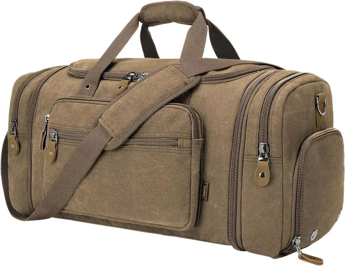Gonex 60L Canvas Duffle Bag with Shoe Compartment