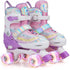 Pink and purple roller skates with colorful lights