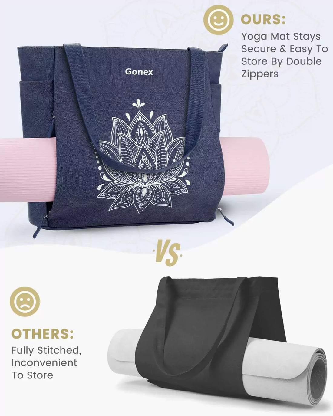 Comparison of blue gonex yoga mat bag