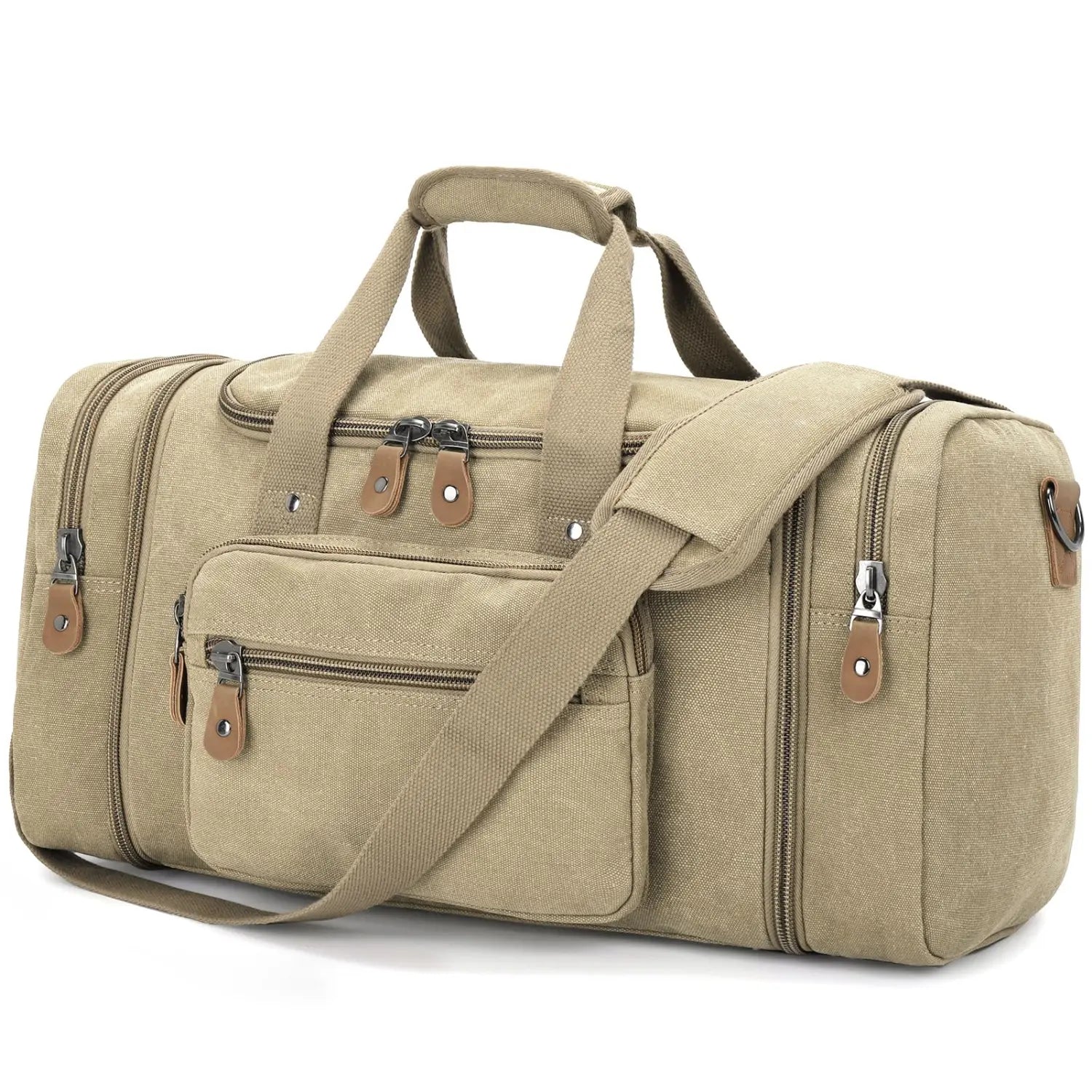 Gonex 50l canvas duffle bag khaki