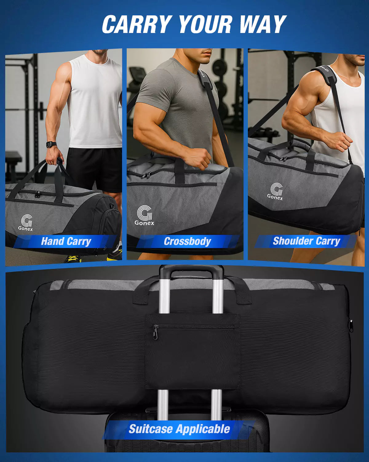 3 carry way of duffle gym bag