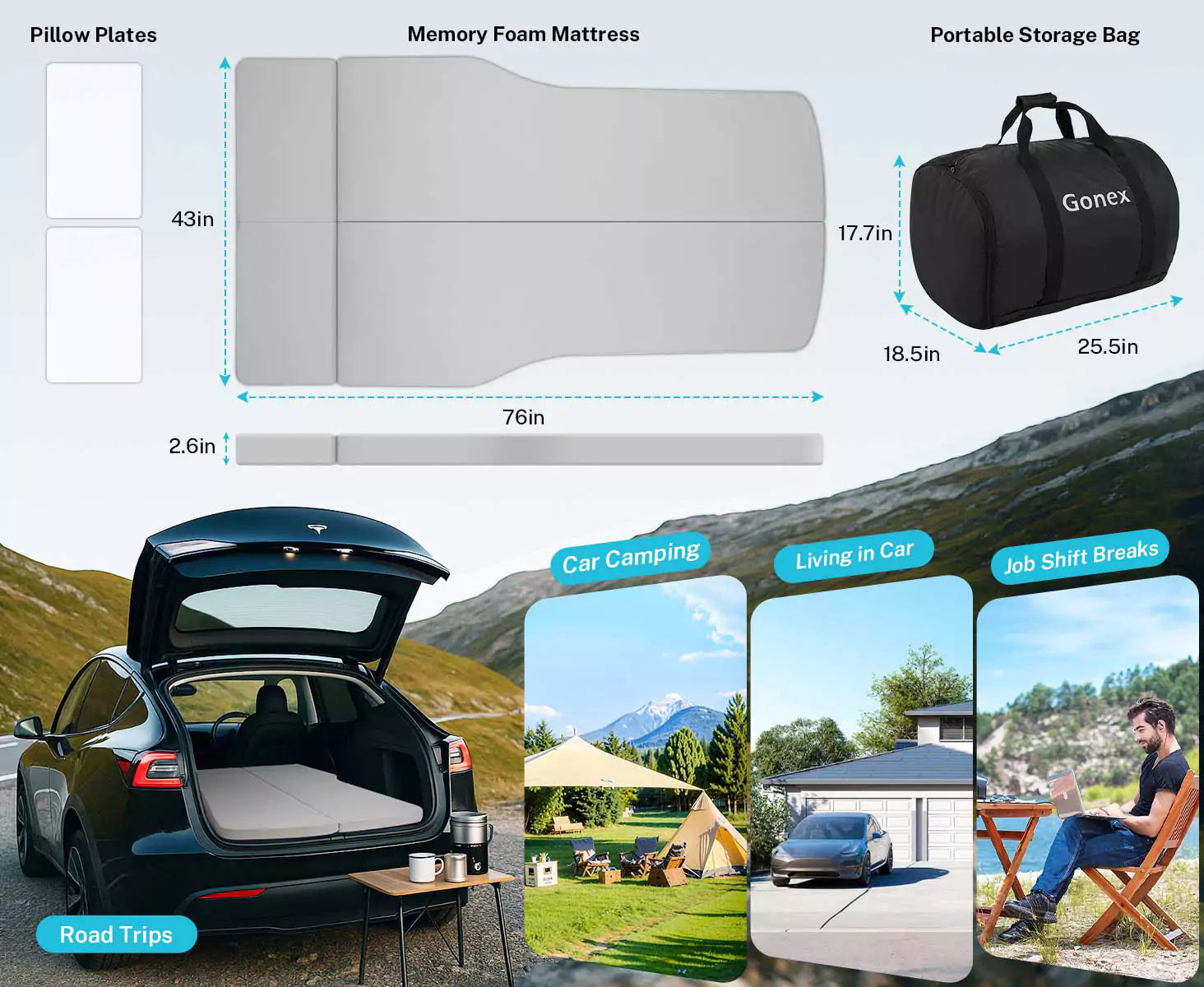 Gonex memory foam mattress applications