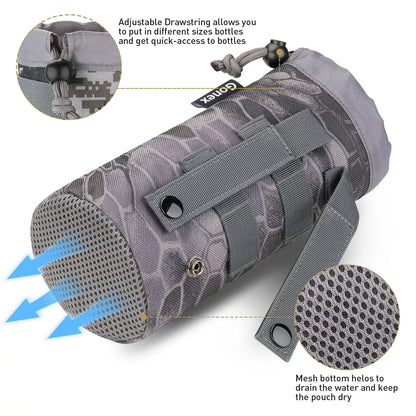 Features of molle water bottle pouch snake camo
