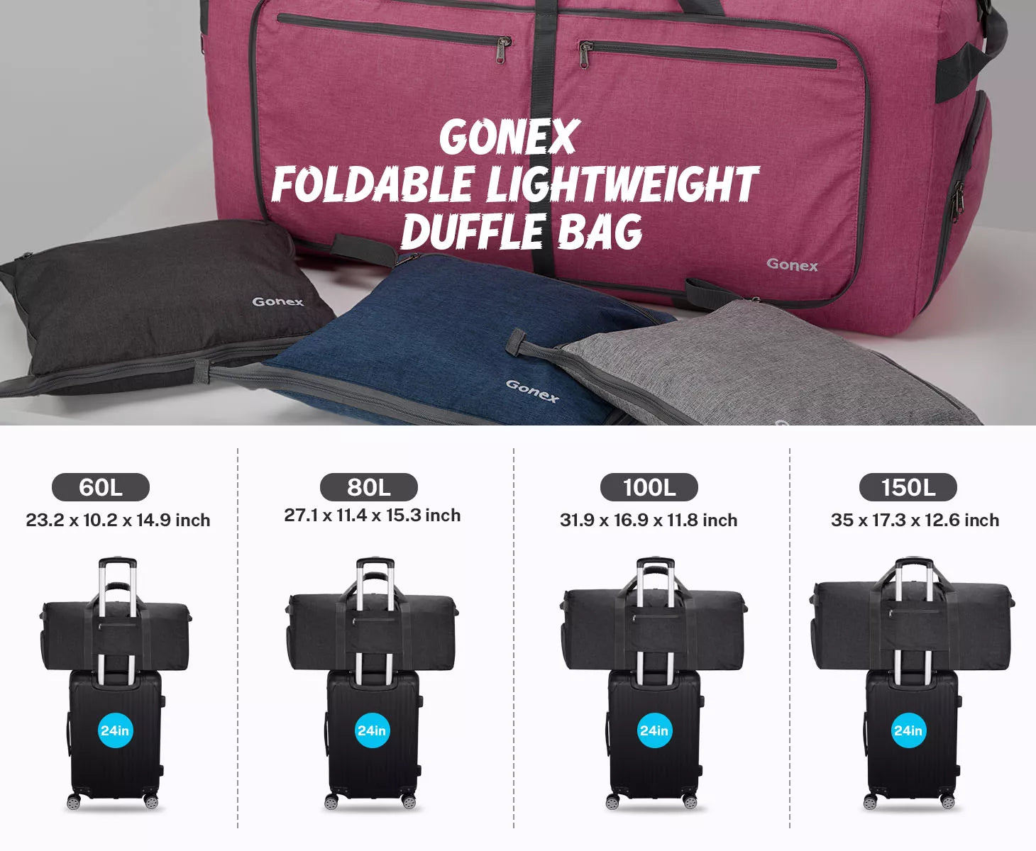 Gonex foldable lightweight duffle bag 150l