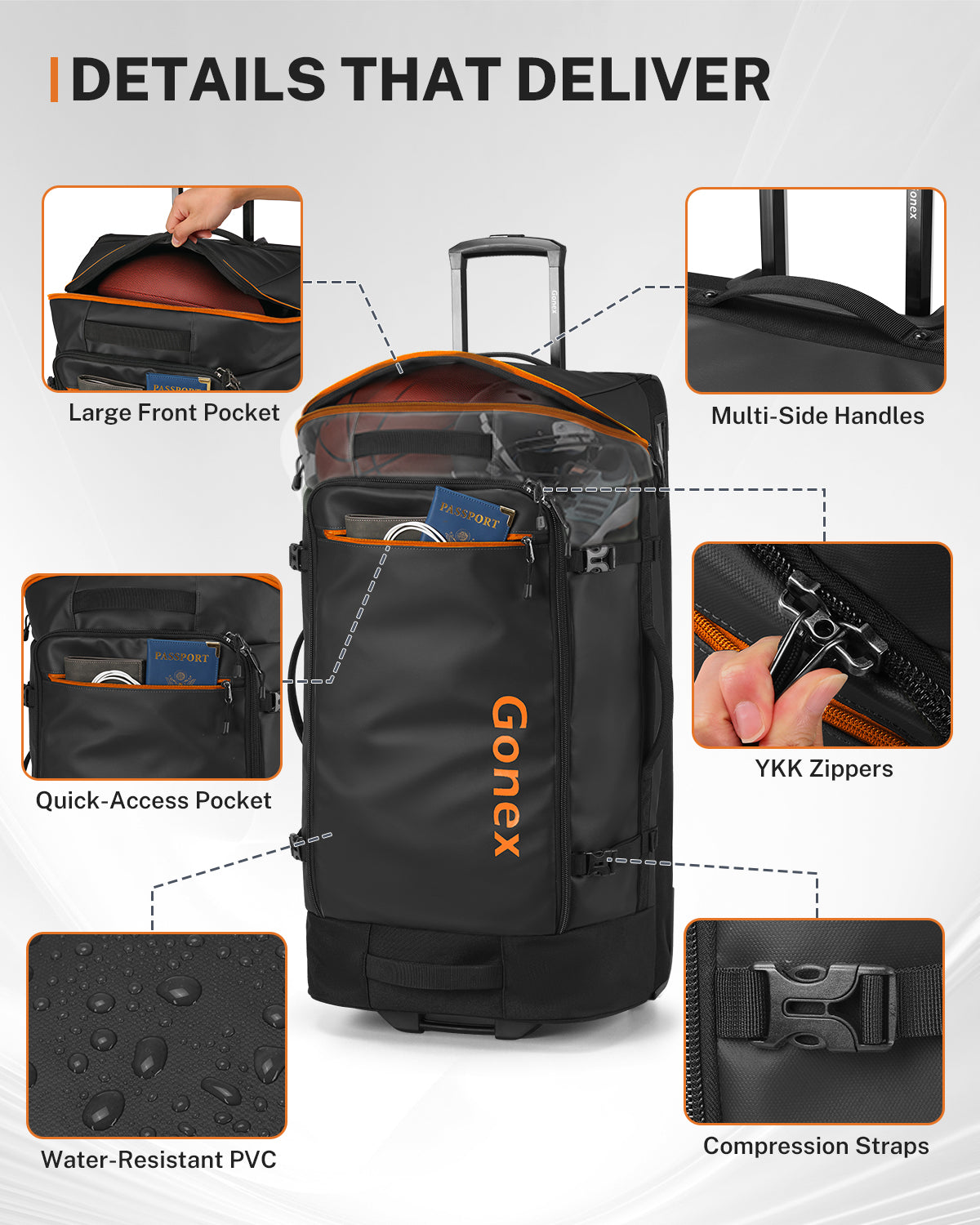 Gonex 32 Inch Rolling Duffel Bag with Wheels