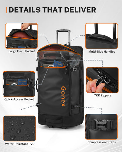Gonex 32 Inch Rolling Duffel Bag with Wheels