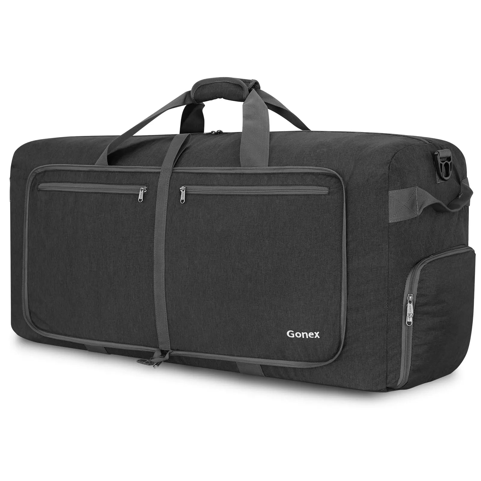 150l Gonex black duffel bag with multiple pockets