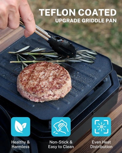 Teflon coated upgrade griddle pan portable propane bbq grill