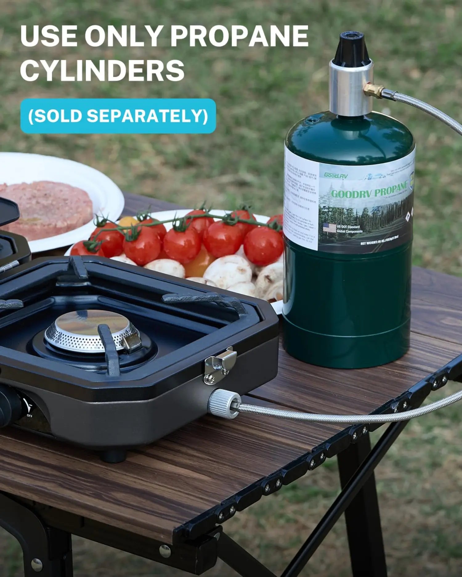 Propane camping stove use only propane cylinders