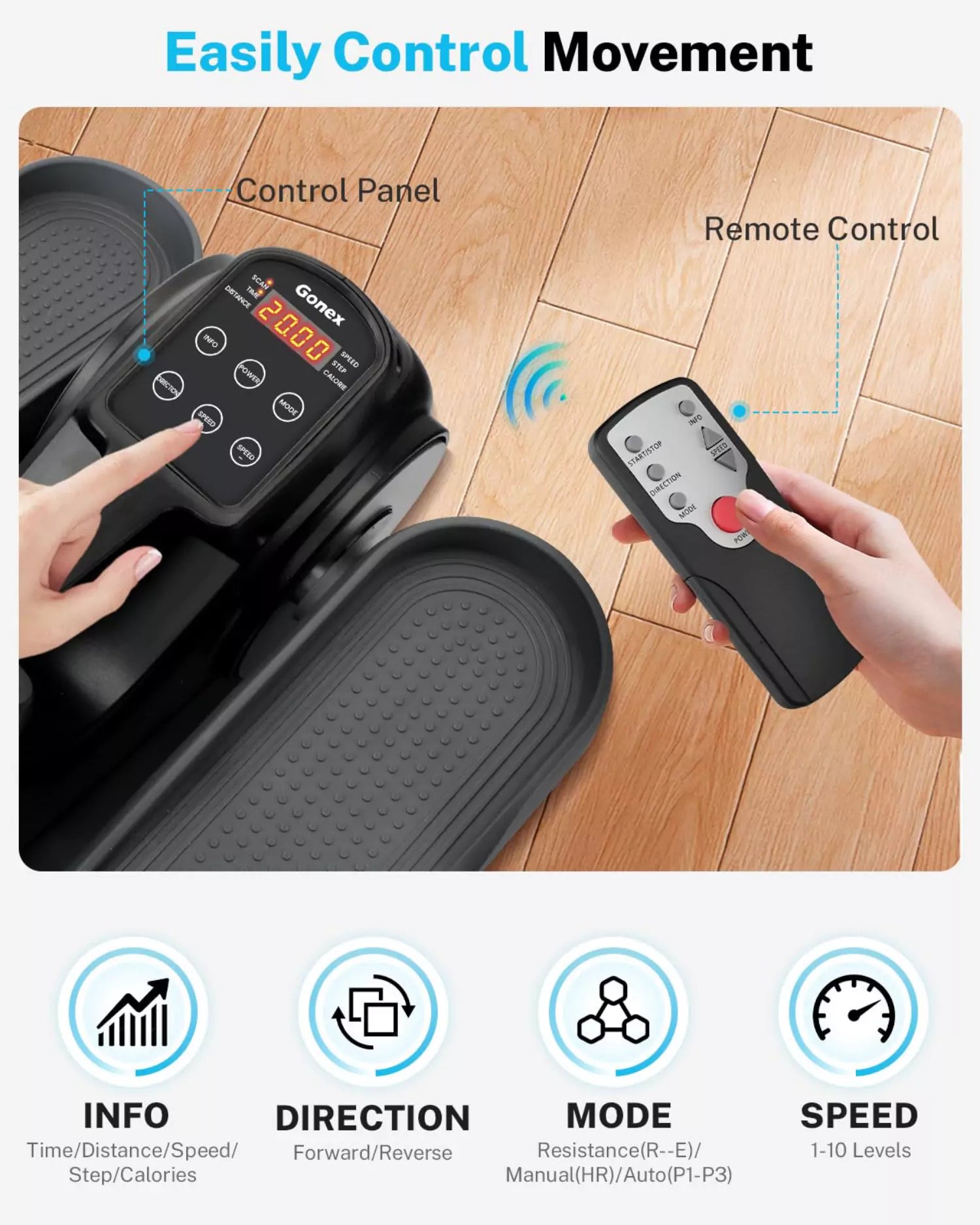 Easily control movement sitting elliptical machine