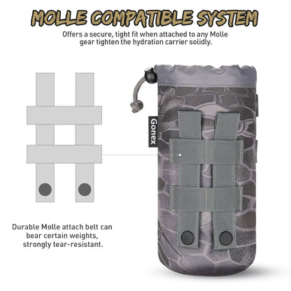 Gonex tactical bottle pouch snake camo molle compatible system