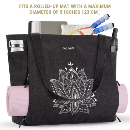 Gonex travelling yoga mat fits a rolled-up mat with a maximum diameter of 9 inches