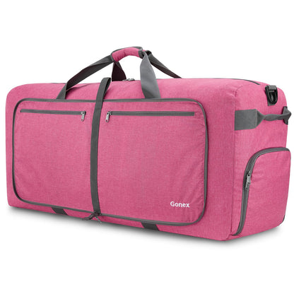 Gonex Pink duffel bag 100l with gray straps