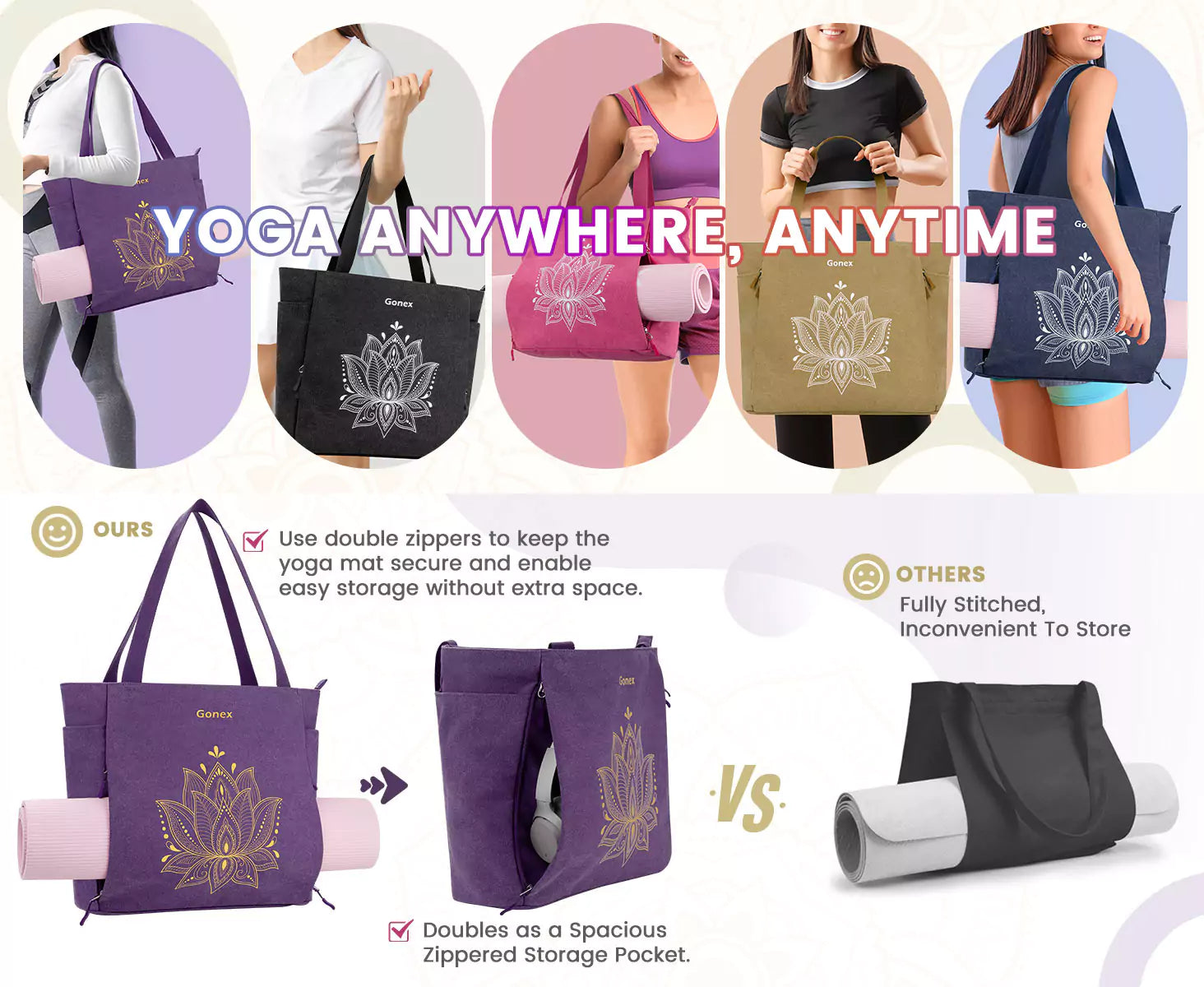 Gonex yoga bag with mat holder