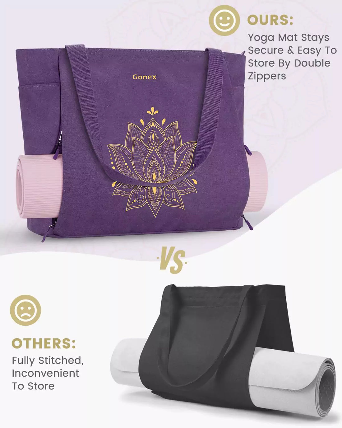Comparison of gonex and others yoga mat and bag