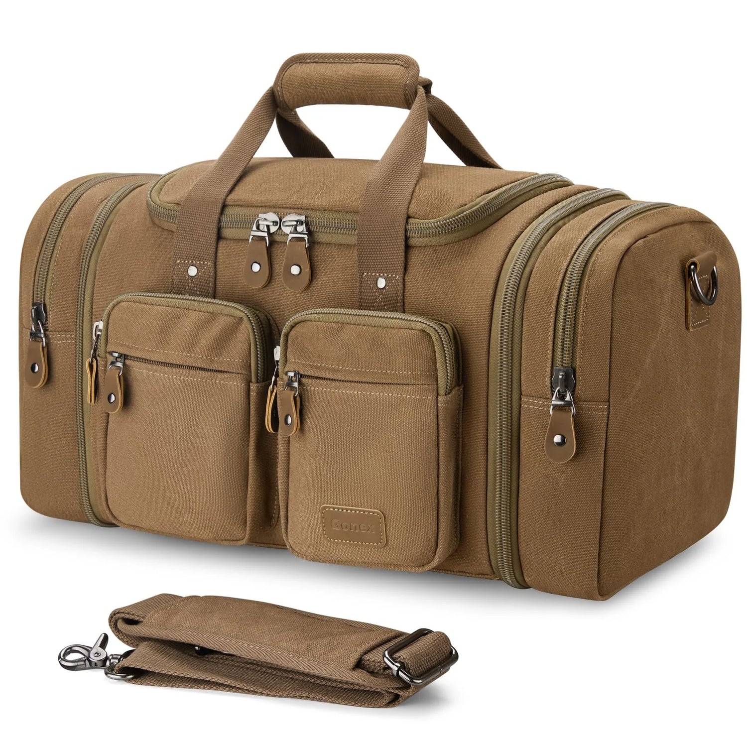 canvas duffle bag coffee