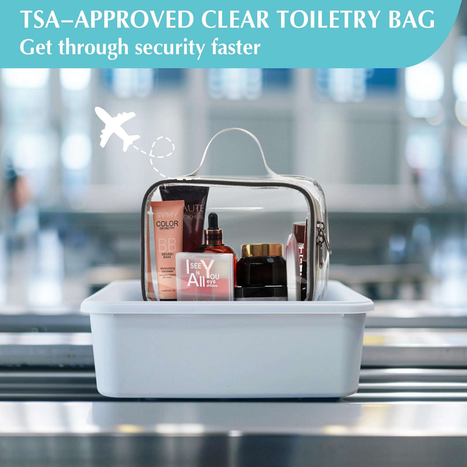 clear travel toiletry bag