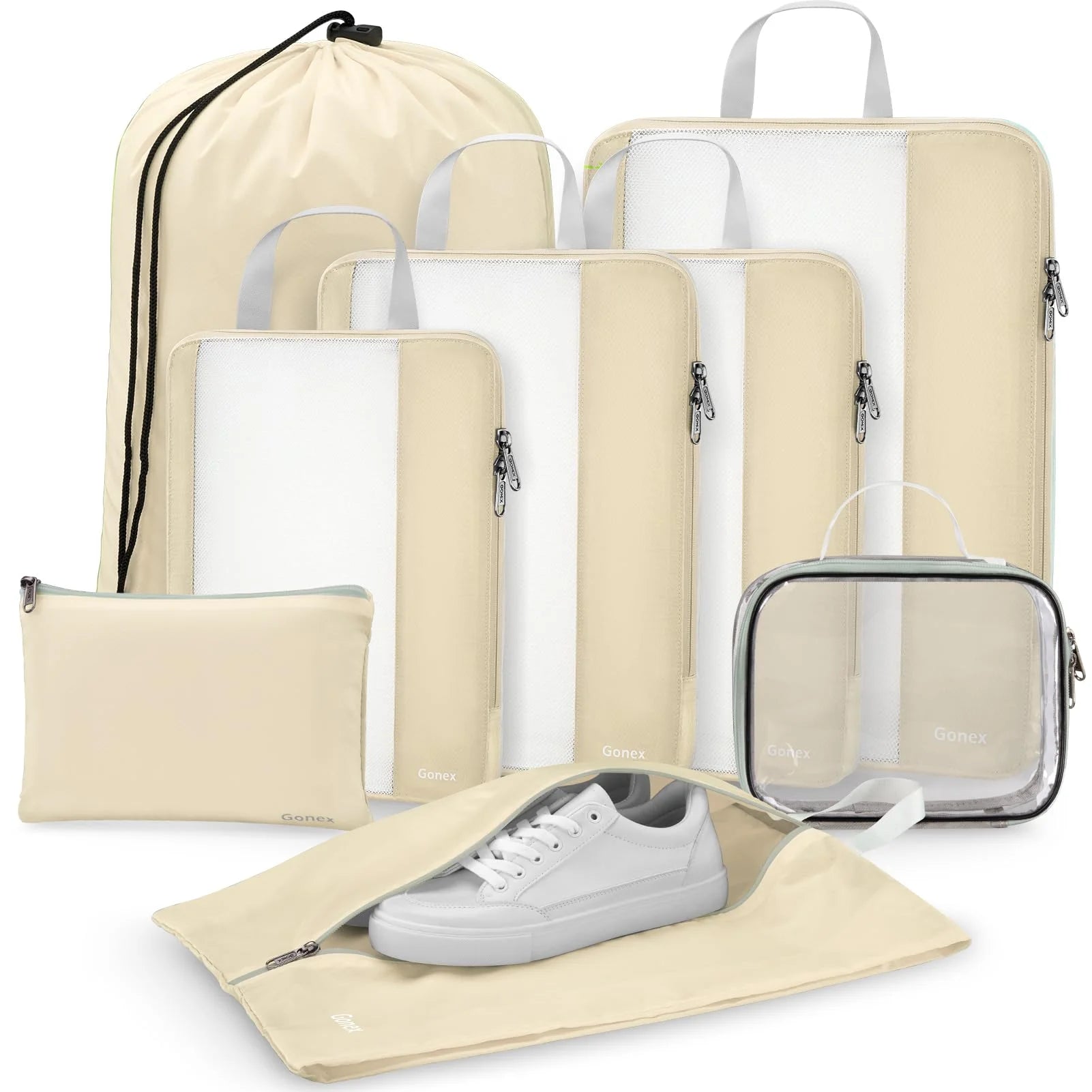 compression packing cubes set beige