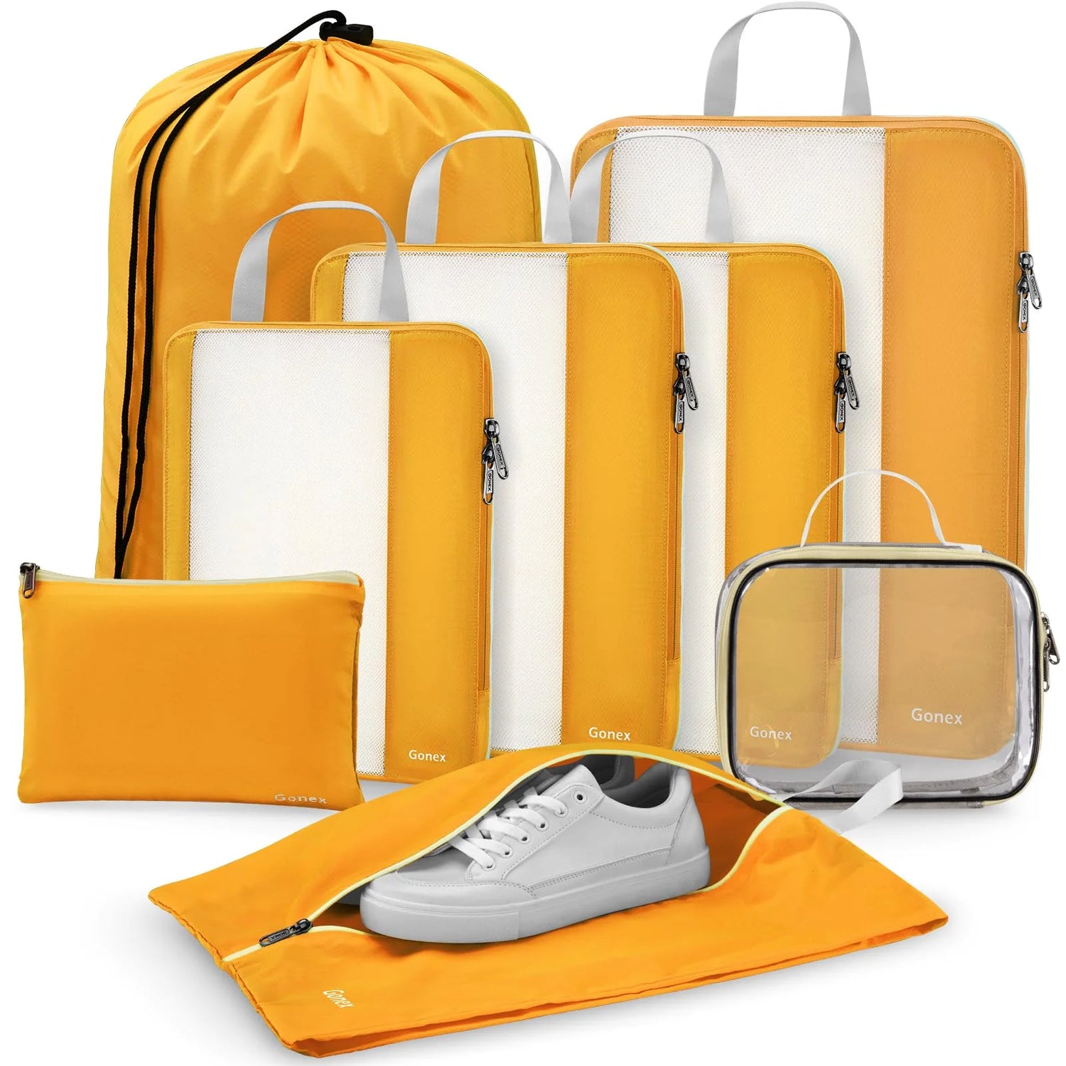 compression packing cubes set orange