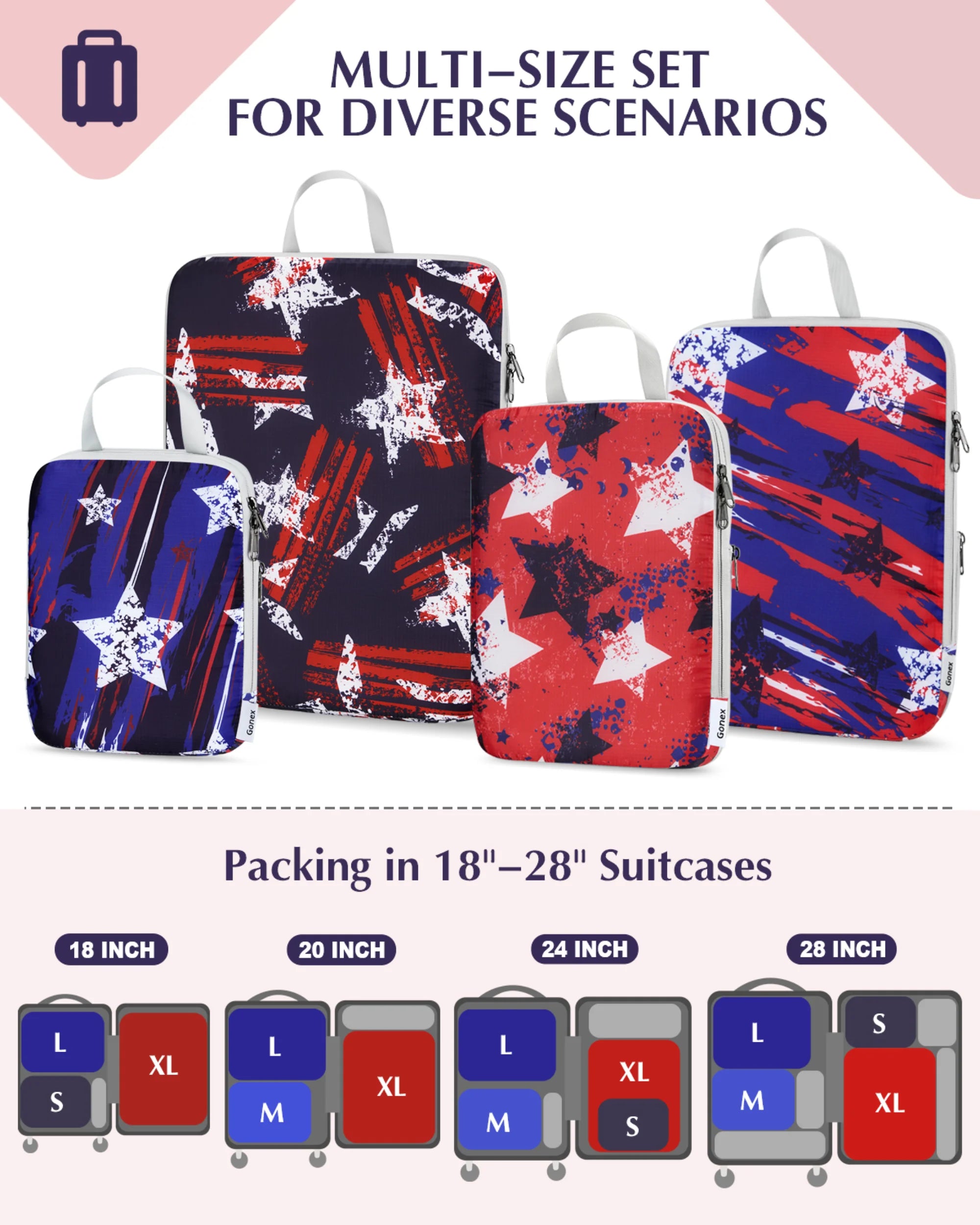 Patriot Stripe Compression Packing Cubes