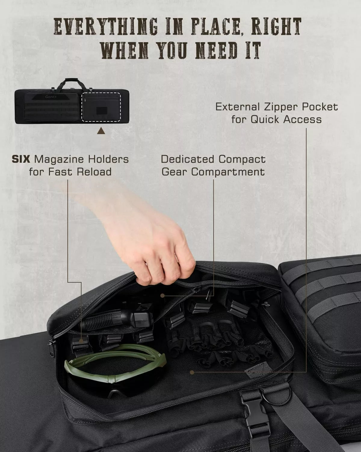 Gonex double rifle bag 42 inch storage space