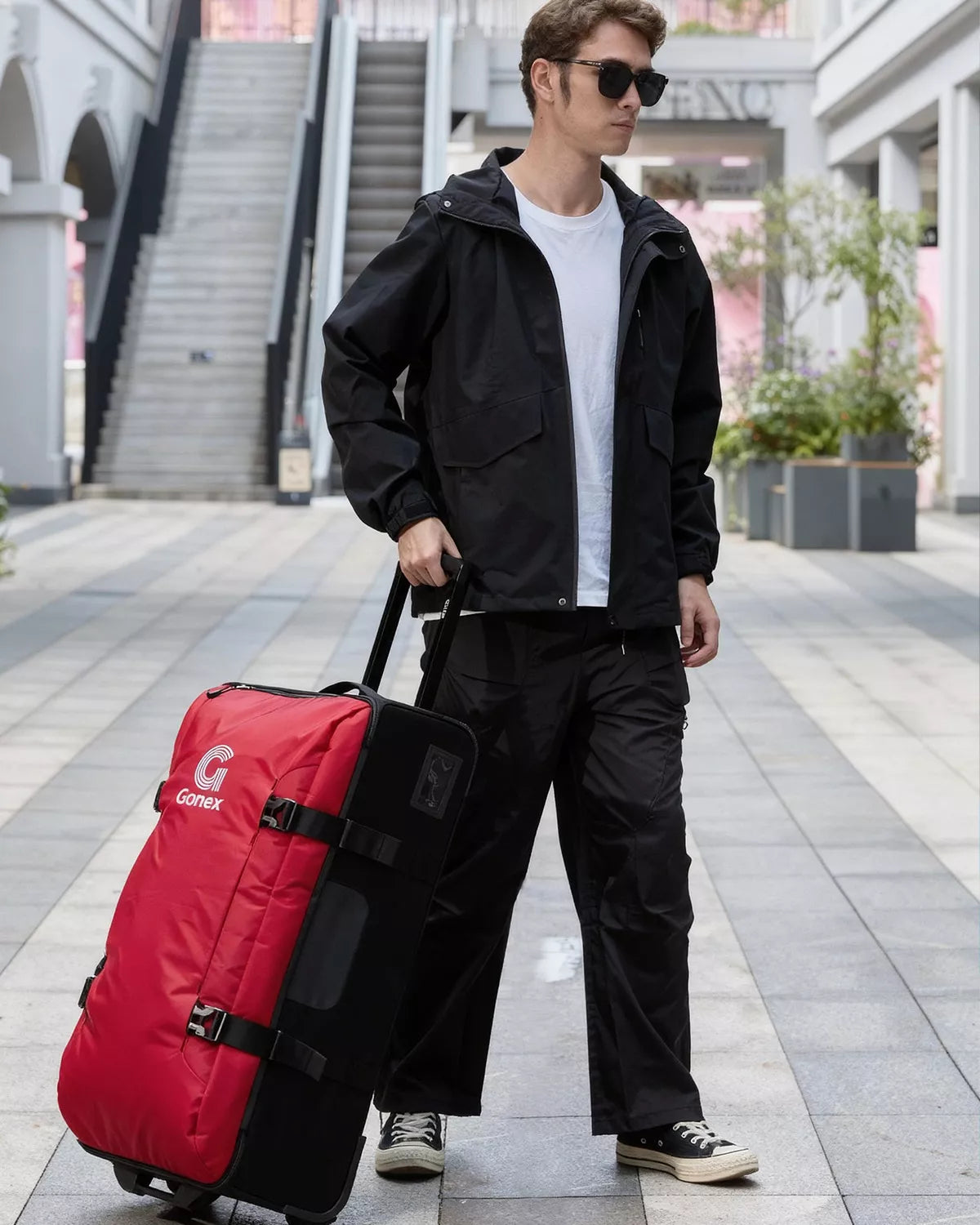 Gonex duffel bag with wheels 30 inch red